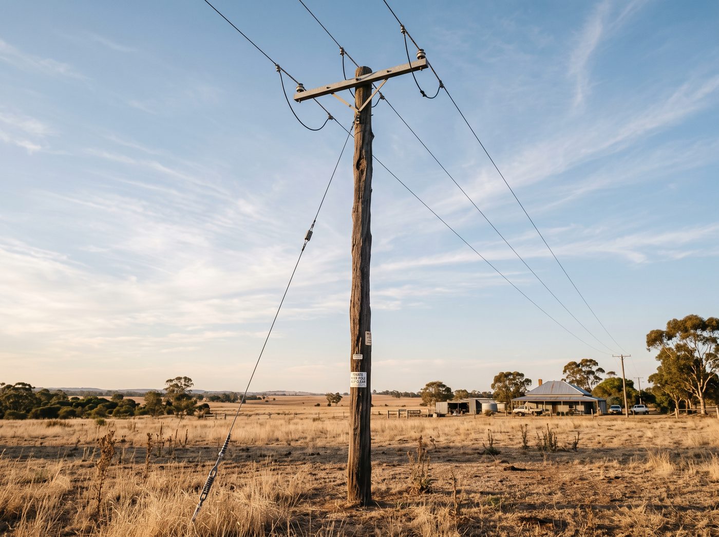 Private power pole on a rural property